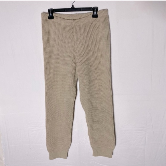 Women’s Tan Knit Joggers Sweatpants Activewear Loungewear Pants M - Picture 1 of 13